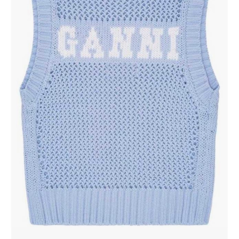 Ganni Blue Knit Sweater Vest